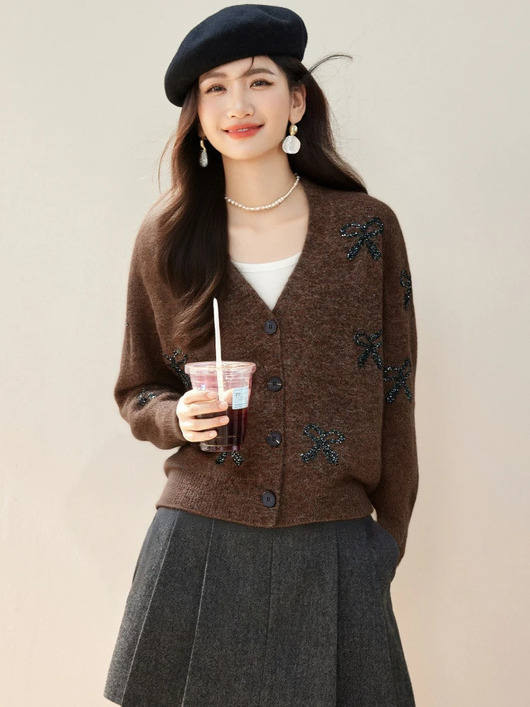 سترة نسائية مفتوحة بصدر واحد ورقبة على شكل حرف v وأكمام طويلة فضفاضة ومتينة ومتعددة الاستخدامات سترة خارجية جديدة أنيقة للخريف والشتاء #2