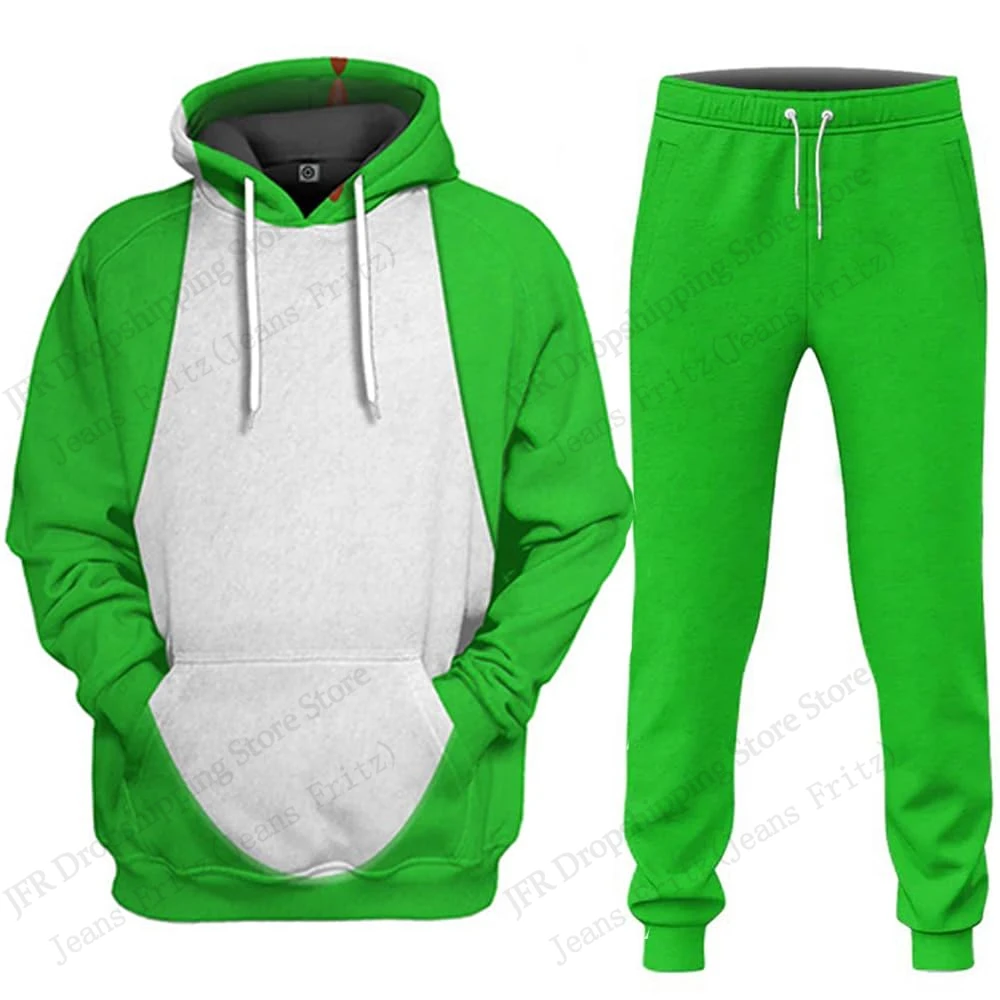 Conjuntos para hombre, conjuntos con estampado 3d de dibujos animados de Anime Bowser, Sudadera con capucha y pantalón a la moda para hombre y mujer, conjuntos de 2 piezas, traje de chándal para Cosplay, ropa para hombre