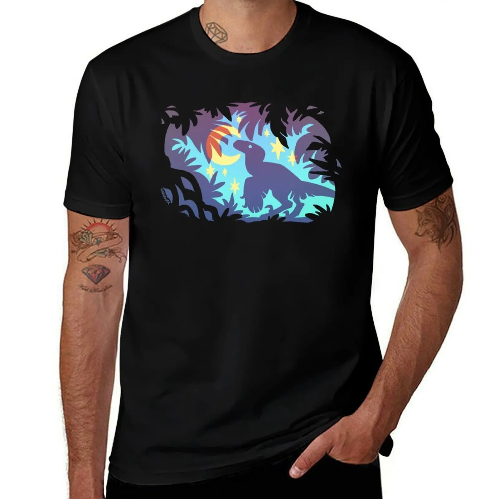 Stargazing Dino (Blue Variant) T-Shirt Plus Size Basic Cotton T-Shirt