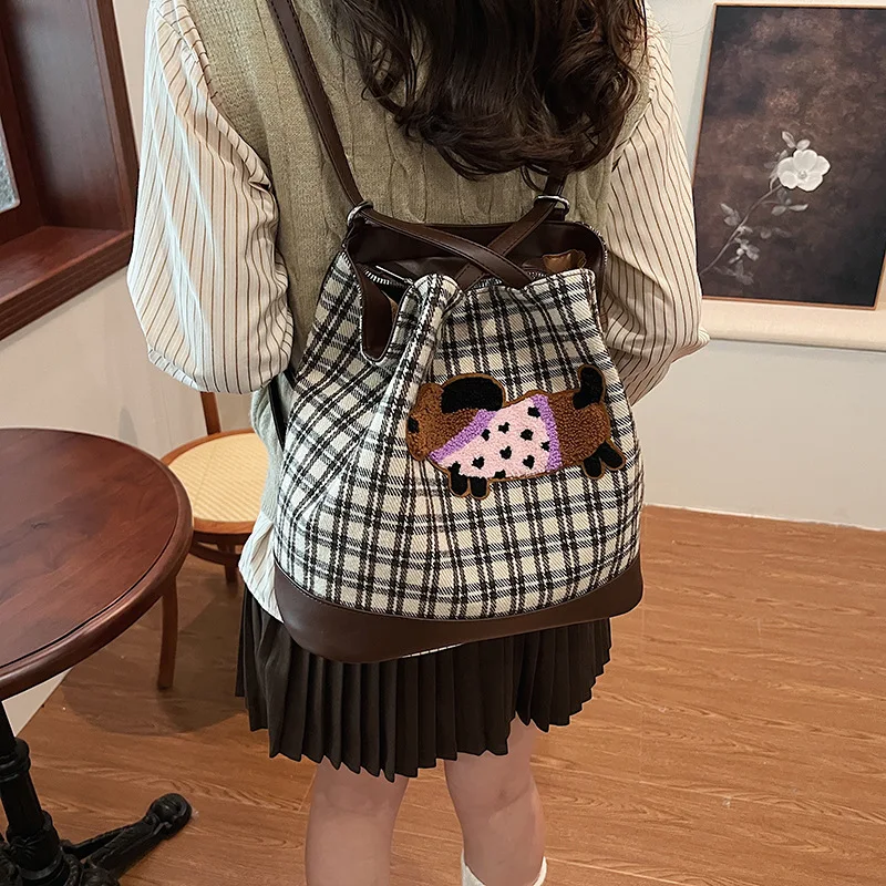 

Милый студенческий осенне-зимний рюкзак, новая такса, собака, многофункциональная сумка на плечо в стиле ретро, универсальная большая вместительная сумка