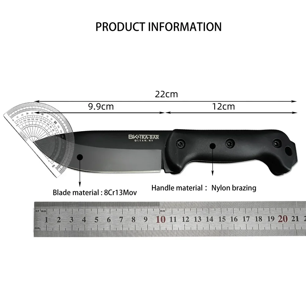 NEW KB Fixed Blade Knife BK2 Outdoor Camping Knife 8Cr13Mov Blade Nylon Fiber Handle EDC Survival Hunting Hiking Tool Gift