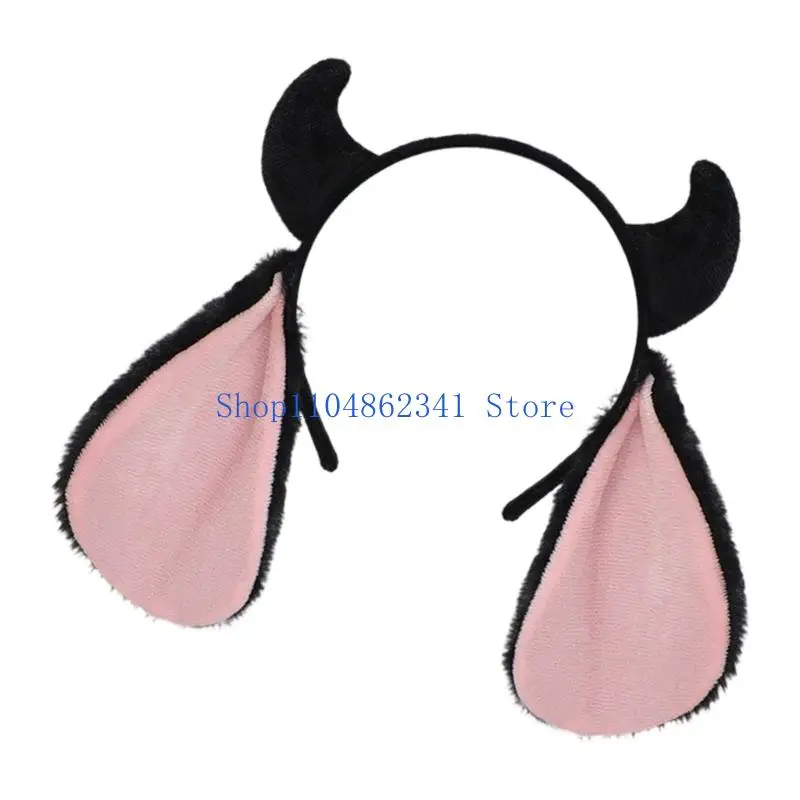 

5asd Festival Fleece Animal Ears Horn Headbands Photography Prop Headbands For Holiday Event Themed Celebrations