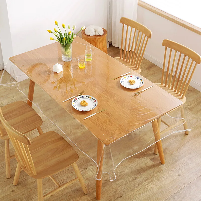 1PC 140*140cm/180cm PVC Flexible Table Cover Countertop Protection Tablecloth Oil Resistant Waterproof Transparent High Quality