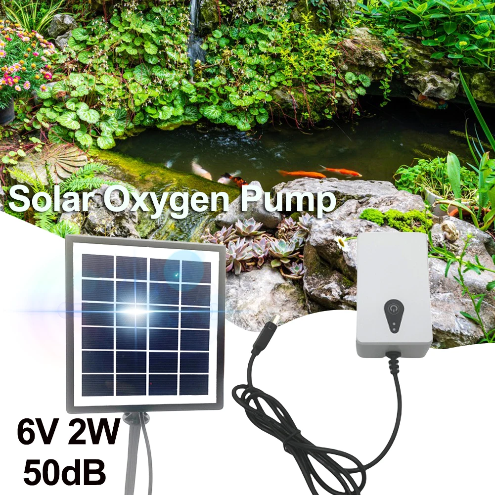 6V 2W Solar Oxygen Pump Battery Powered Aquarium Oxygen Aerator Fish Tank Oxygenator Air Pump for Garden  Outdoor Pool Pond