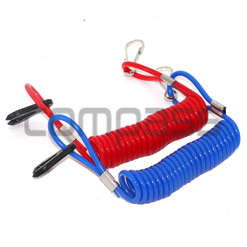 2PCS Jet Ski Safety Lanyard Tether Cord Boat Outboard Engine   Blue Emergency Flameout Switch Drawstring