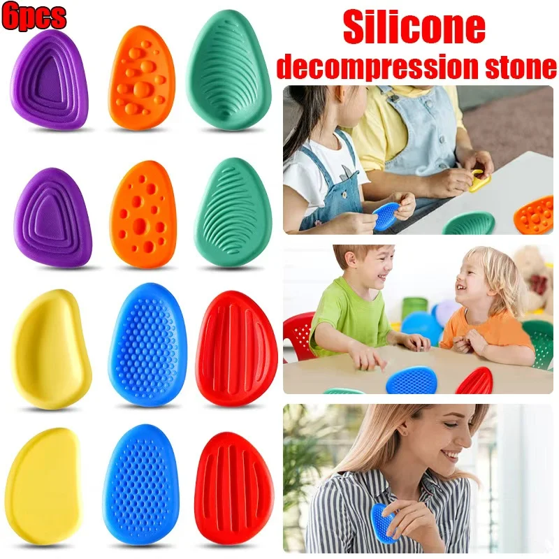 

3/6Pcs Sensory Fidget Toys for Kids & Adults - Textured Anxiety Relief Toy Soft Stress Reliever for Autism ADHD Calming Tools