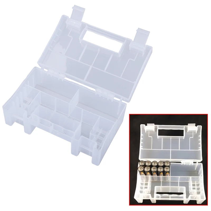 1pc Battery Case Holder Storage Box Inner Compartment Anti Impact Large Capacity Clear Wear Resistant Practical Container AA AAA