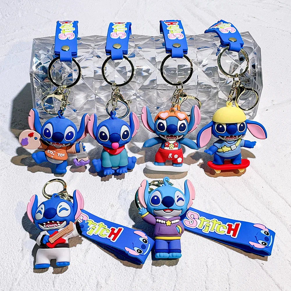 Dress up Stitch keychain soft plastic figurine PVC car keychain pendant doll machine gift