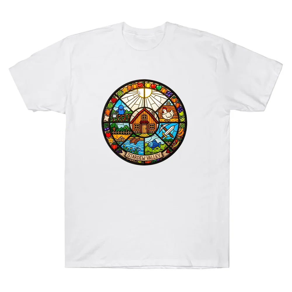 

Cotton Stardew Valley Stained Glass Art T-shirts Summer Comfortable Clothing Women Men O-neck Short Sleeve T Shirts Casual Tops