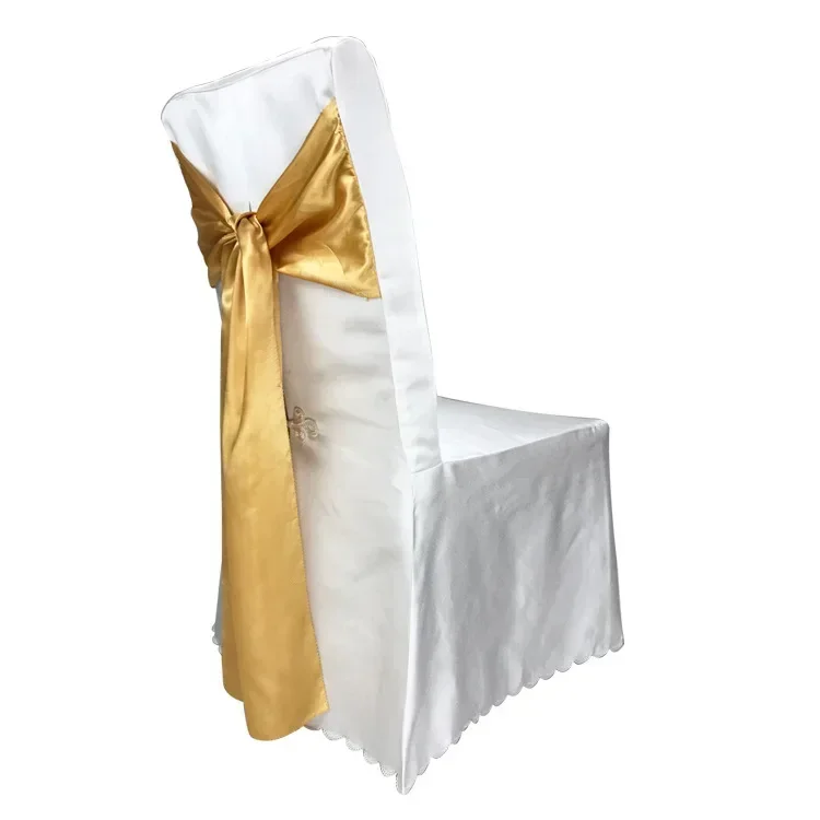 Export quality polyester chair covers Hotel banquet restaurant wedding outdoor activities meeting bow white thick section.