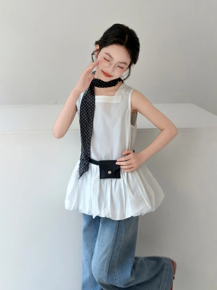 

Girls' Summer Suit2026New stylish children's sleeveless summer vest and fashionable wide-leg pants two-piece set for girls