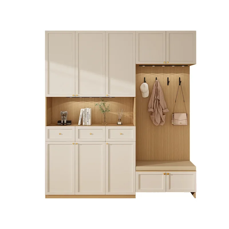 

French shoe cabinet, household door, solid wood door, entrance cabinet