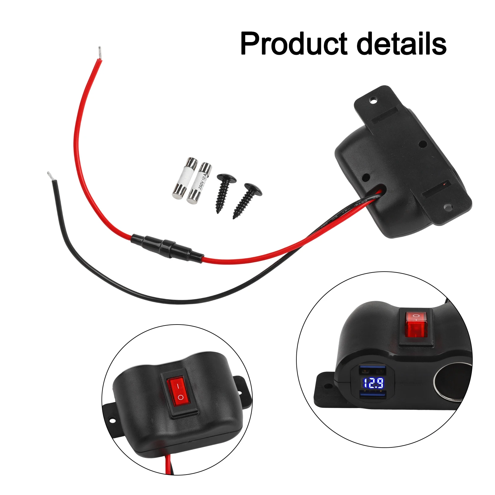 Built-in Car Charger Dual USB Charger 15A Fuse Protection 36W Power Delivery Easy Installation Intelligent Switch