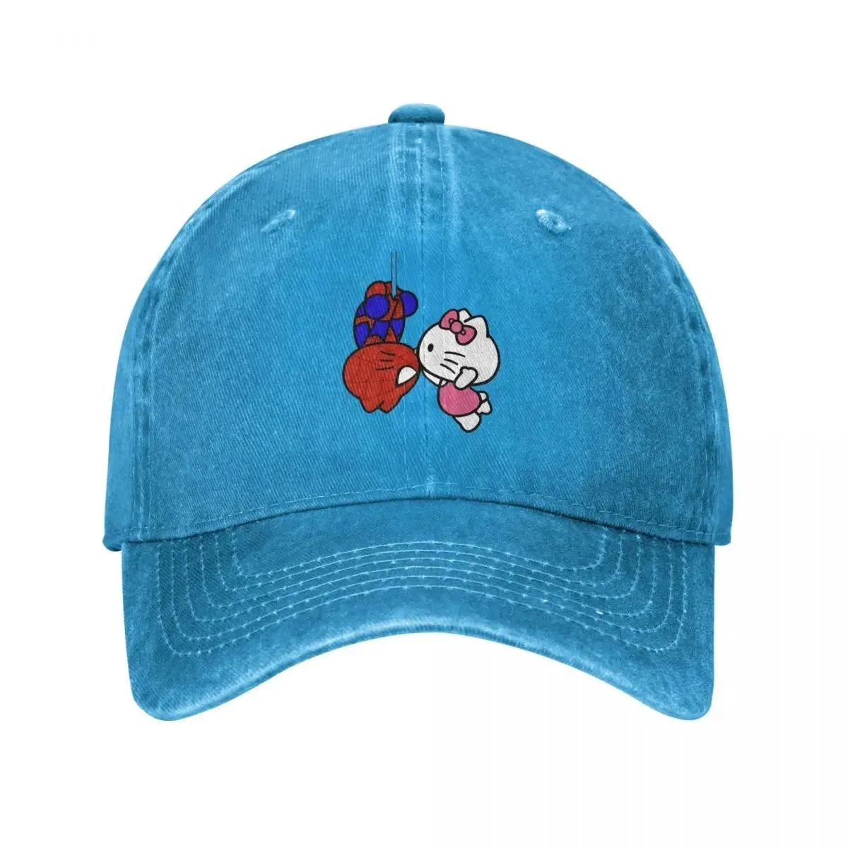 Vintage Spiderman Hello Kitty Kiss Baseball Caps Unisex Style Distressed Cotton Headwear Outdoor Summer Unstructured Soft Hats