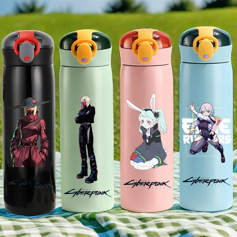 320ML/420ML Cartoon Cyberpunk: Edgerunners Insulated Cup Outdoor Sports Insulated Water Cup Portable Leak Proof Water Bottle