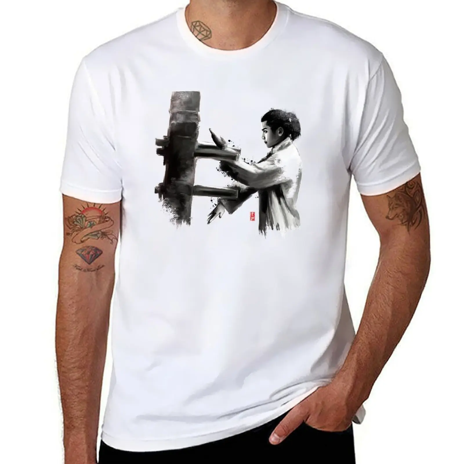 

Wing Chun Wooden Dummy T-Shirt t shirt for man 100 percent cotton cotton t shirts high quality T-Shirt