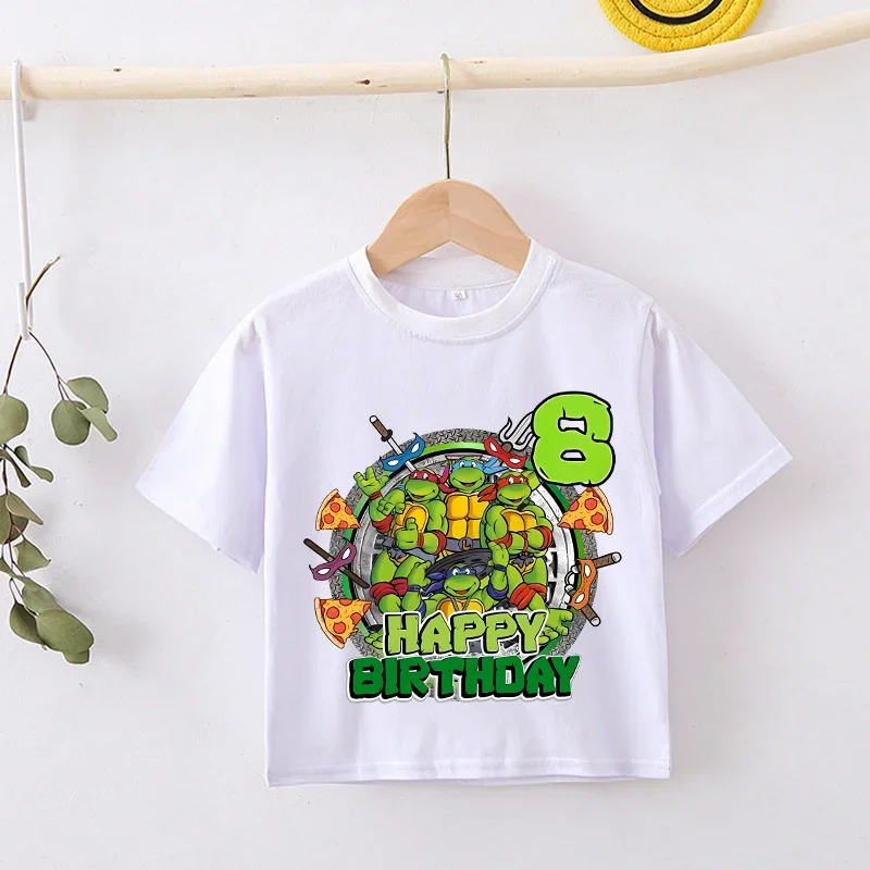 Nickelodeon Ninja Turtles Cartoon Children's Boys and Girls Large Size Pure Cotton Short-Sleeved T-Shirt