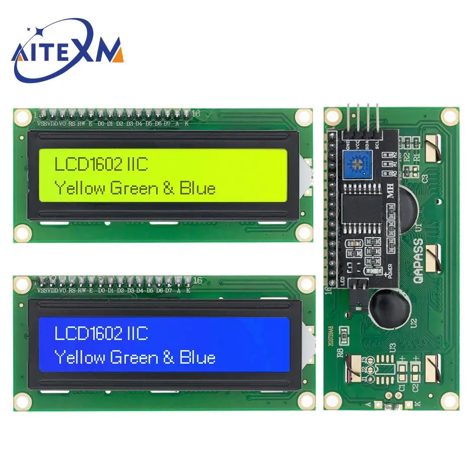 LCD1602  Display Module I2C Blue Green Screen 5V PCF8574 IIC Adapter Llate for Arduino YANXD