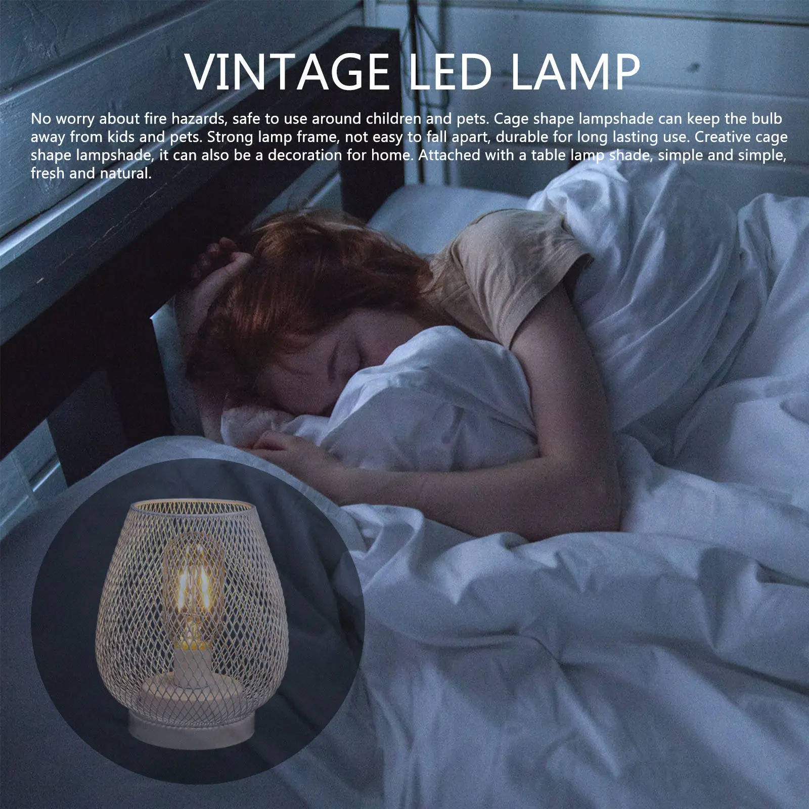 

1Set Birdcage Shape Lamp Retro Household Desk Lamp Fire-Safe Design Creative Decorative Lampshade for Living Room