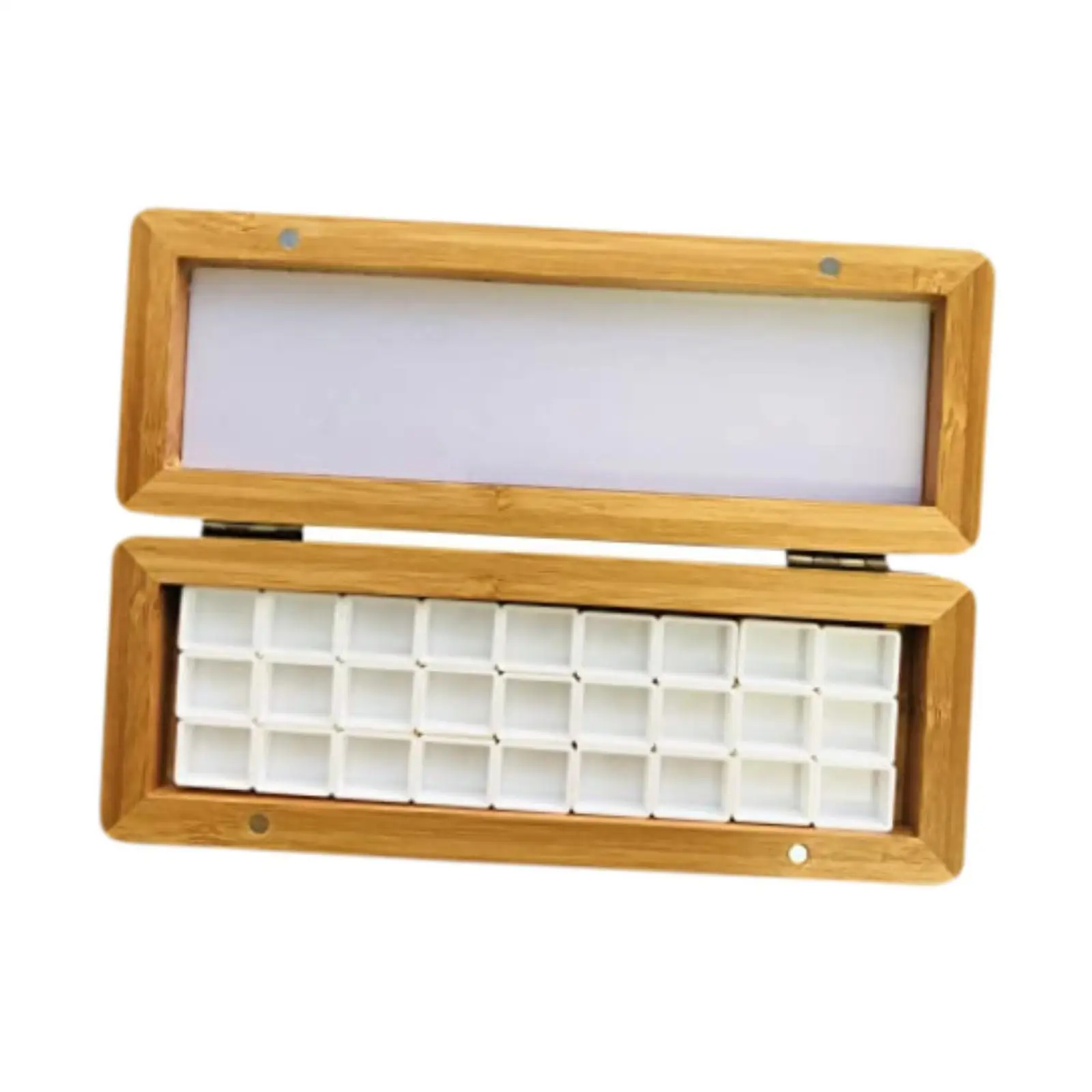 Empty Palette Box Wooden Watercolor Paint Tray with Mixing Wells for Travel Painting Artist Handcraft Supplies