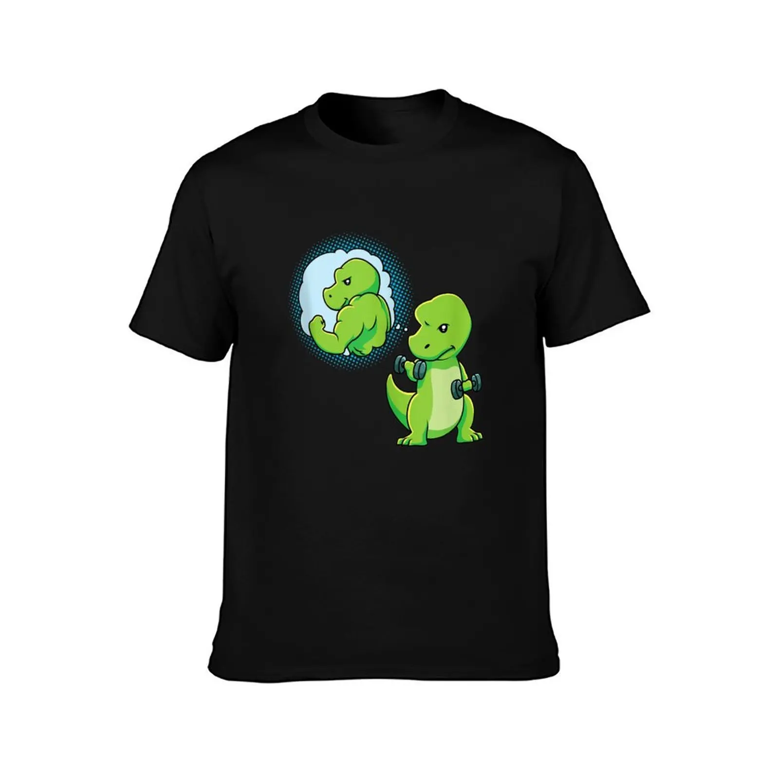 Dinosaur Weight Lifting Dumbbells Fitness Goals Gym Workout deadlift dinosaur Funny T-Shirt