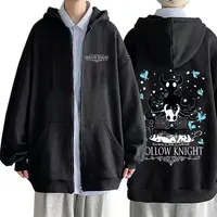 Sudadera con capucha con cremallera gráfica de Caballero hueco para videojuegos, sudaderas con capucha informales de estilo de dibujos animados para hombre y mujer, chaqueta con cremallera para amantes del juego divertido Unisex