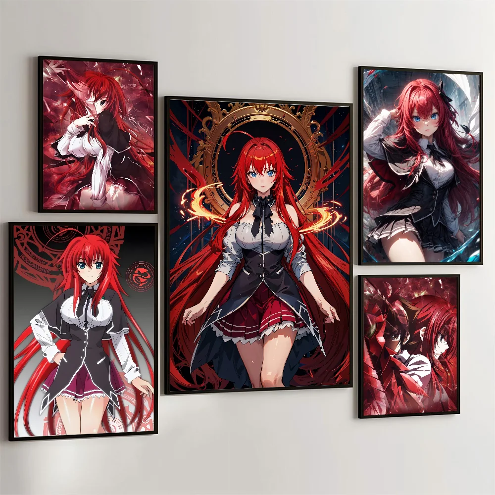 1pc Rias Gremory Anime Girls Poster Movie Sticky Posters Retro Kraft Paper Sticker DIY Room Bar Cafe Aesthetic Art Wall Painting