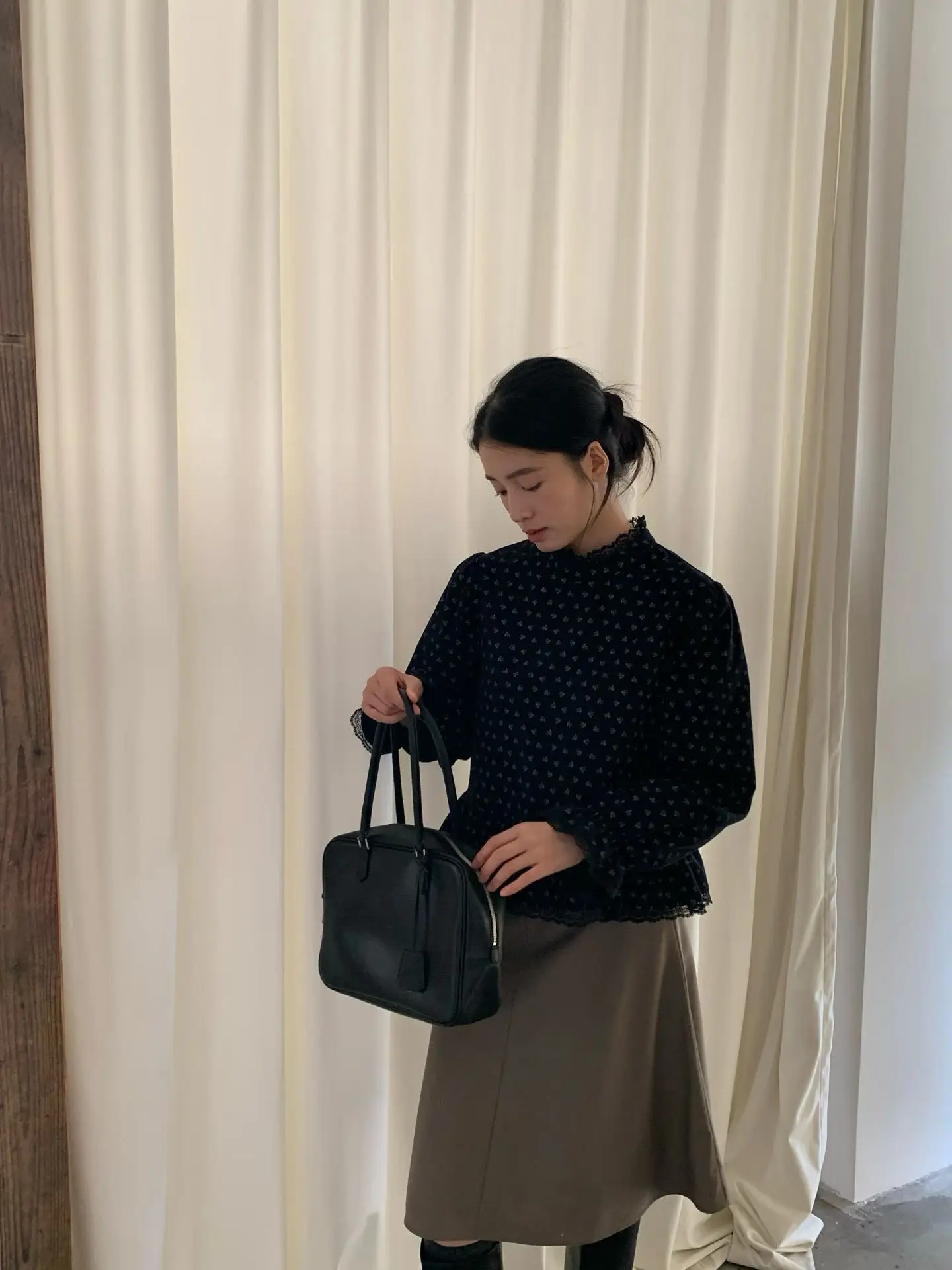 

Ele Floral Lace irt Women's Long Sve F25388 French Sle Loose Fit Breathable Comfortable Autumn Winter Blouse