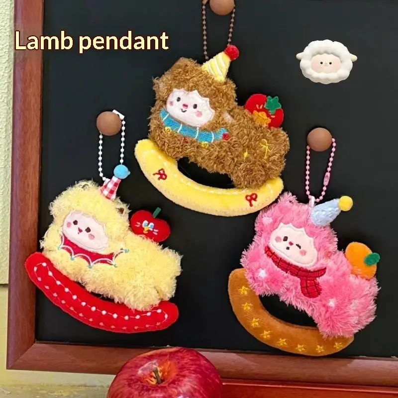 Cute Fluffy Plush Rocking Sheep Pendant Funny Party Hat Design Stuffed Animal Pendant for Halloween Party Favor
