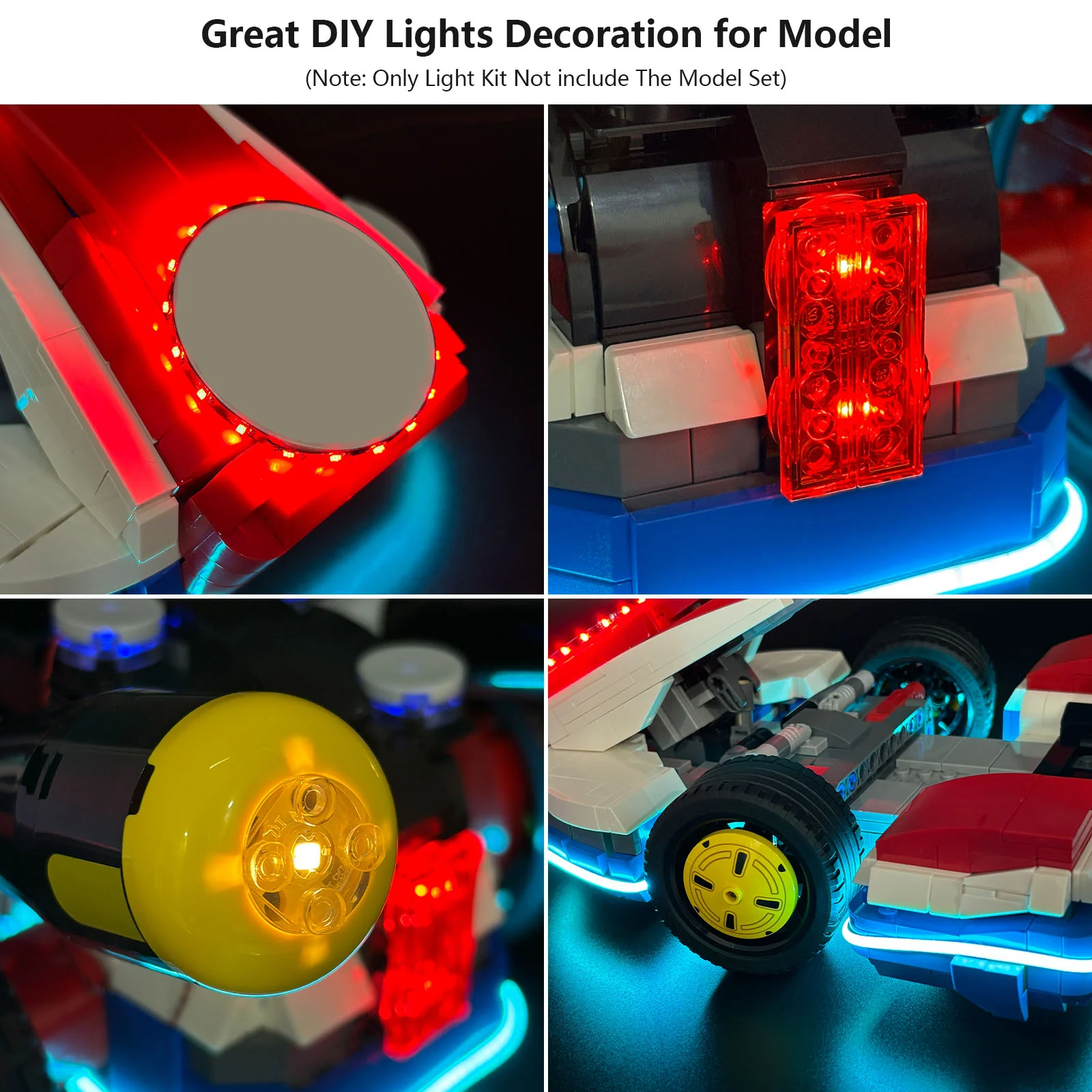 Zestaw oświetlenia LED kompatybilny z Lego 72037 Mario Kart – Mario i Standard Kart Building Blocks (NIE zawiera klocków modelarskich)