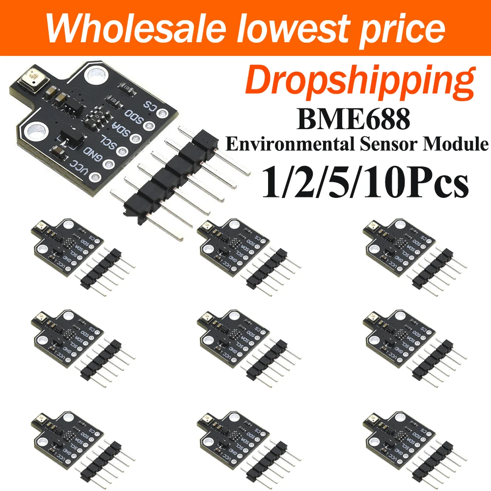 1~10Pcs BME688 Environmental Sensor Module Temperature Humidity Barometric Pressure Gas Sensor AI Function I2C  IoT DIY Project