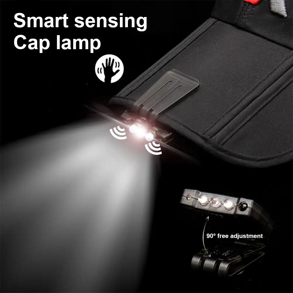 Smart Sensing Headlamps Cap Clamp Light Outdoor Night Fishing Running LED Headlight USB Charging Fishing Flashlight