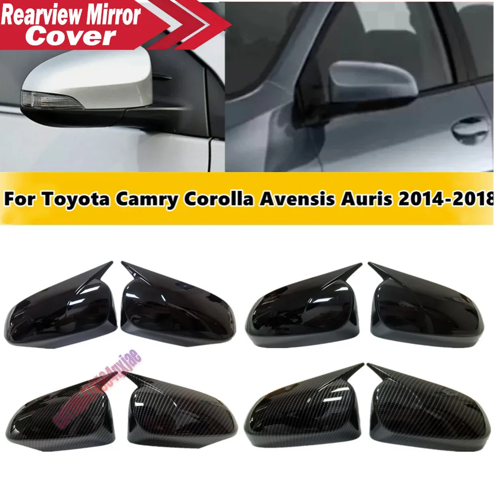 For Toyota Camry Corolla Avensis Auris 2014-2018 Car Rearview Side Mirror Cover Wing Cap Exterior Door Trim Adhesive Sticker