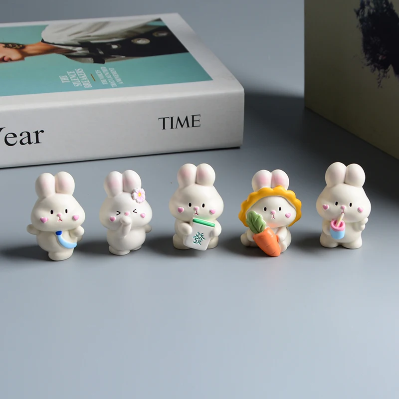 

Cute Lovely Rabbit Resin Mini Figurines Home Decoration Desktop Ornament Bunny Miniature Model Christmas Gift Doll for Kids Toys