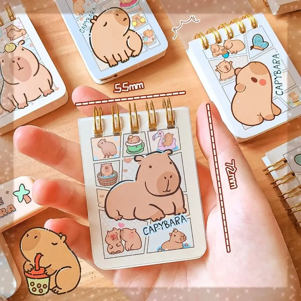 Kawaii Capybara Notebook Color Page Diary Small Notepad Portable Cute Mini Writing Pad Student