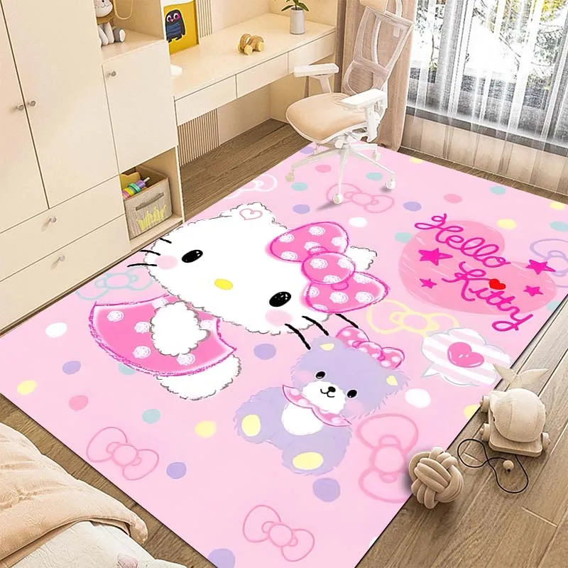 Sanrio Hello Kitty Kawaii Printing Carpet for Living Room Bedroom Kid's Room Home Decor Pink Room Decor Area Rug Non-slip Mat