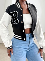 Elegant Women_s Casual Jacket  White Autumn Winter Button Baseball Aviator Cropped Jackets For Women Long Sleeve Crop Outerwear