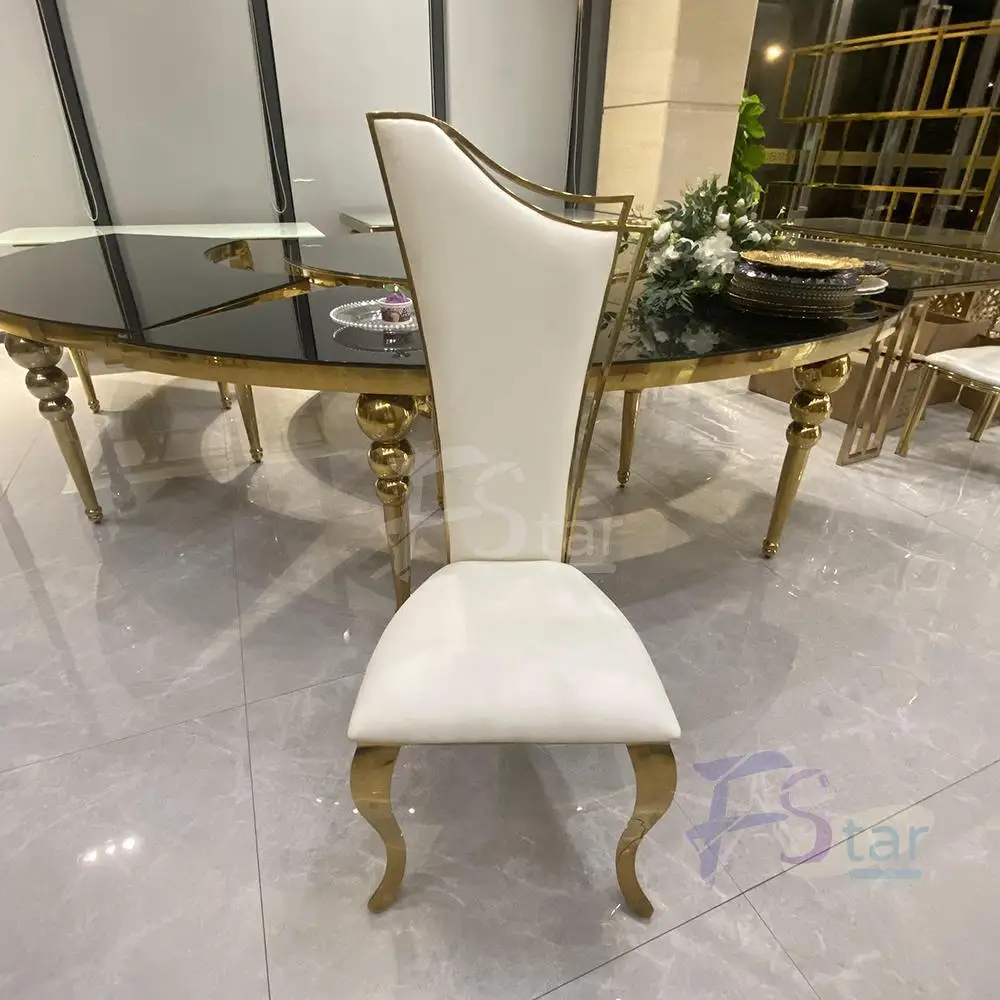 Wholesale Iron Banquet High Back PU Seat Gold silver Chair For Wedding