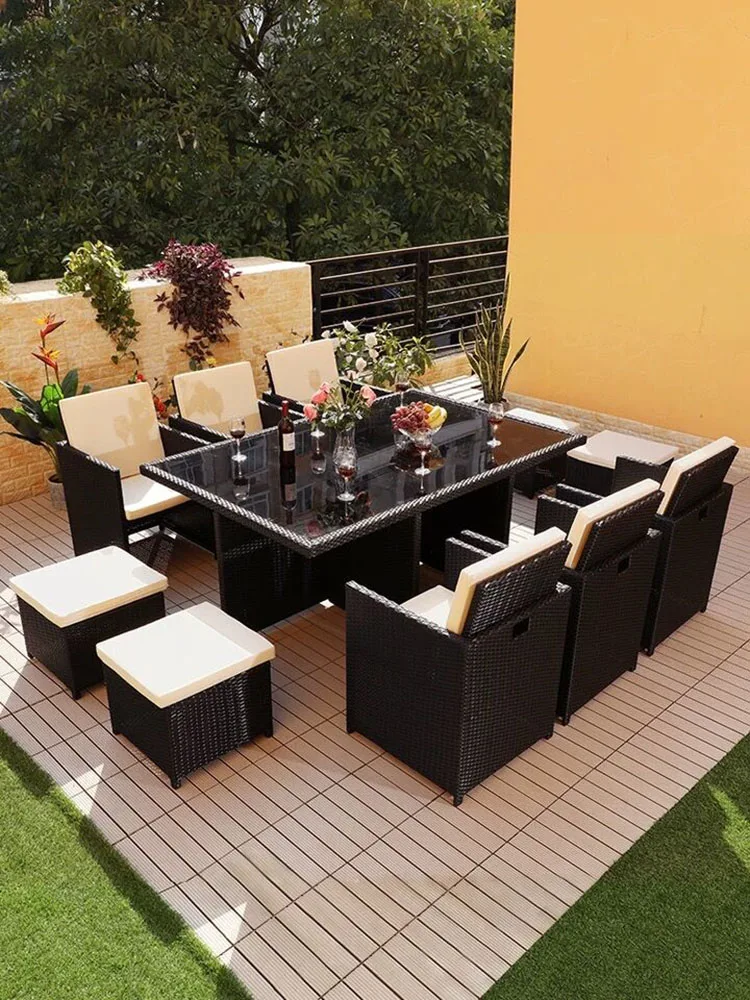 rattan chairs, outdoor gardens, outdoor balconies, waterproof and sunscreen chairs, courtyard tables and chairs