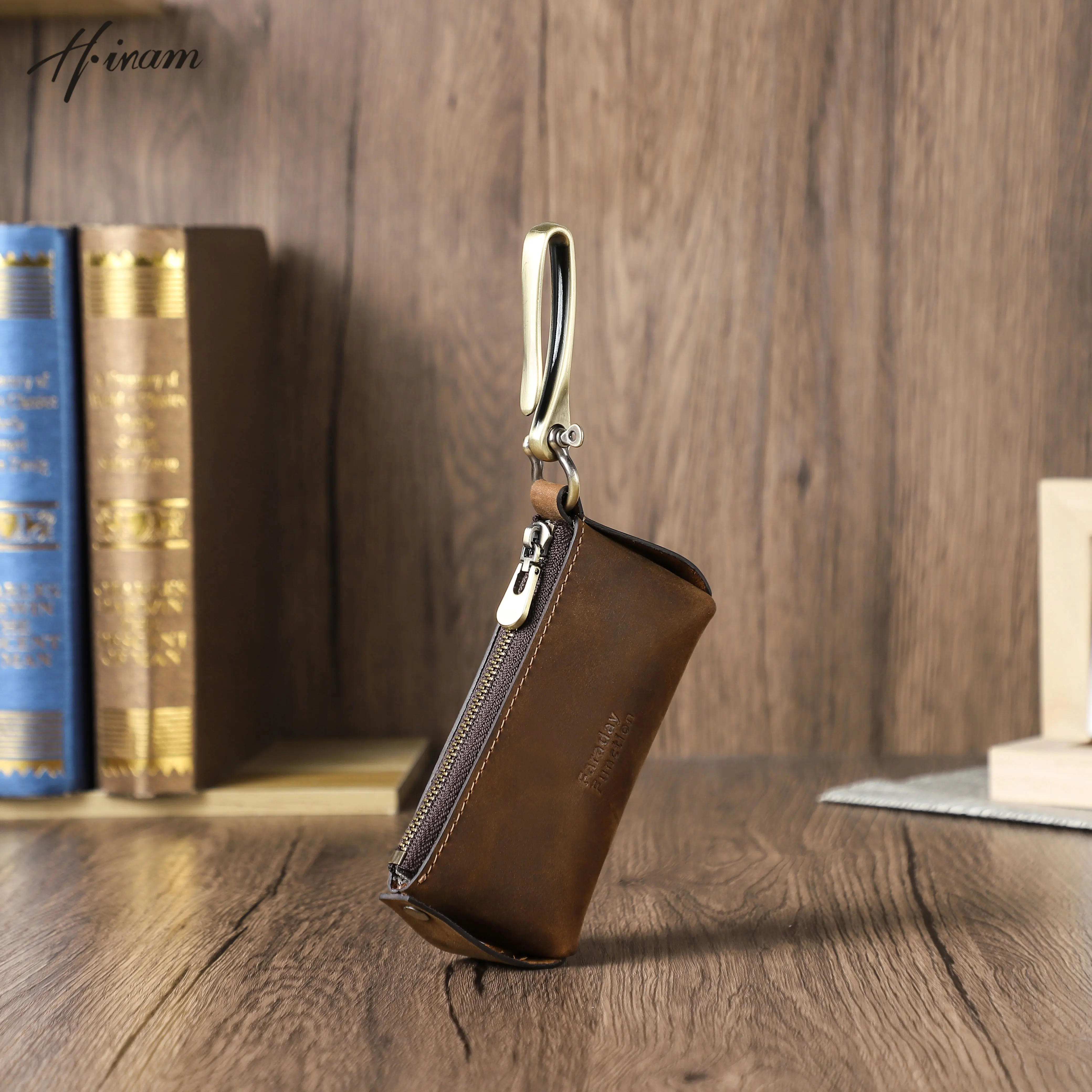 

Men's & Women's Classic Genuine Leather Car Key Wallet with RFID Protection Metal Hook & Key Rings Zippered Pouch