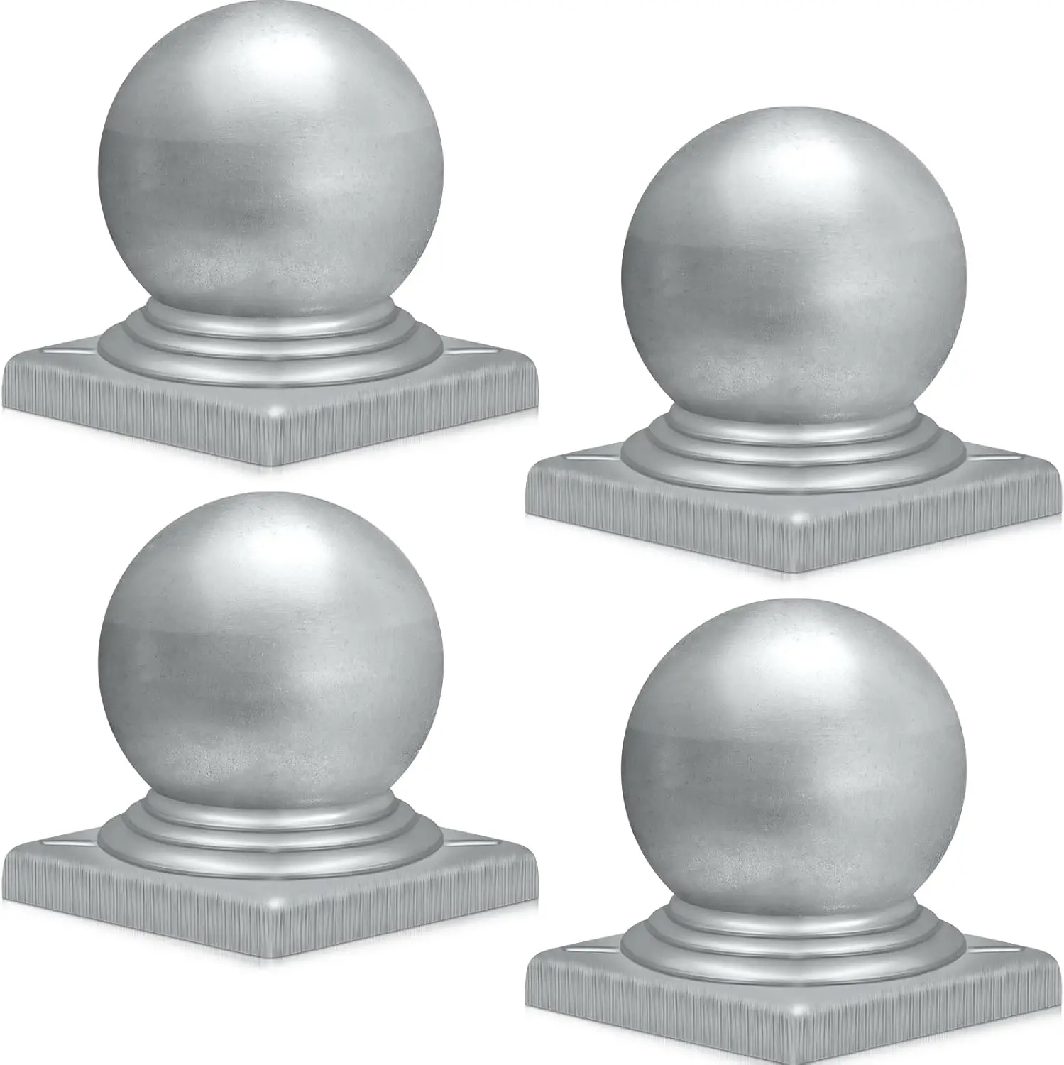 8Pcs Galvanized Steel Post Ball Caps Finial For Square Round Fence Guardrail Poles