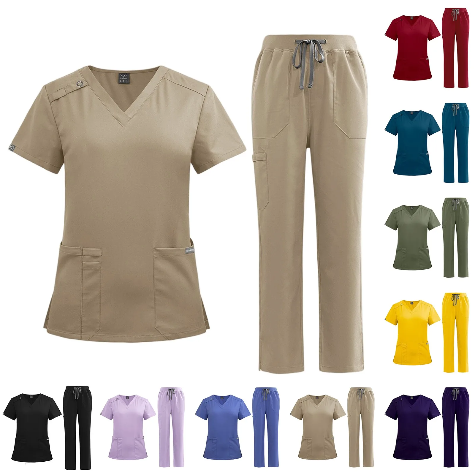 ชุดยูนิฟอร์มแพทย์และพยาบาลสีพื้น ผ้าเนื้อดี ใส่สบาย ทนทาน แห้งเร็ว เหมาะสำหรับงานด้านการดูแลสุขภาพเด็ก