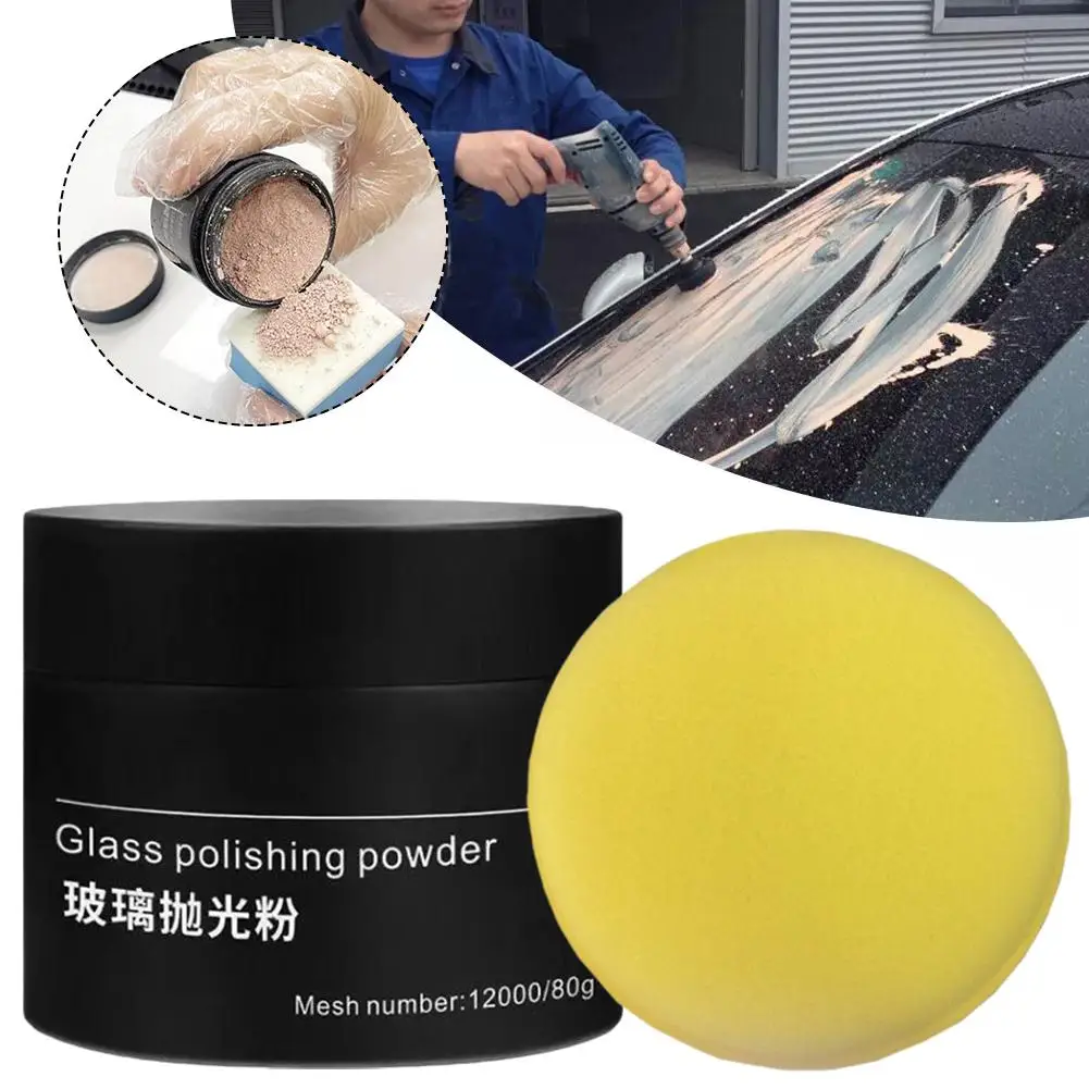 80g NEW Glass Polish Cerium Oxide Powder Car Window Powder Powder Tool Remove Repair Mirrors Rare Glass Polishing Composite H1N7