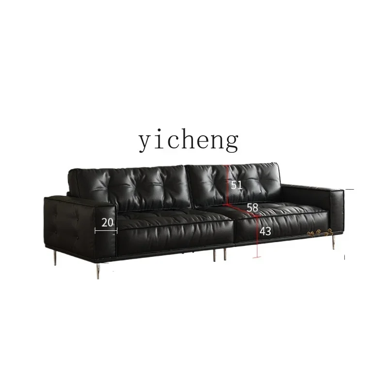 

Tqh Chinese Style Sofa French Vintage Clouds Genuine Leather L-Shaped Black Sofa Living Room Furniture