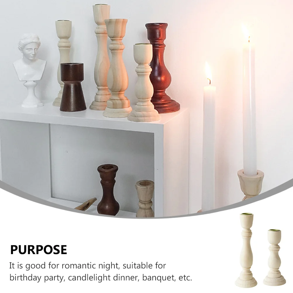 

2pcs Holder Wooden Desktop Candlestick Nordic Style For Wedding Party Photography Decor Homestay Retro Home Decoration