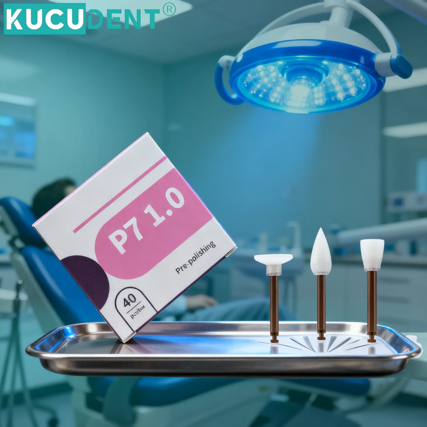 

40PCS Dental Resin Polisher P7 1.0 Finishing System Anti-Slip RA Shank for Composite Polish Dentist Use Low Speed Handpiece