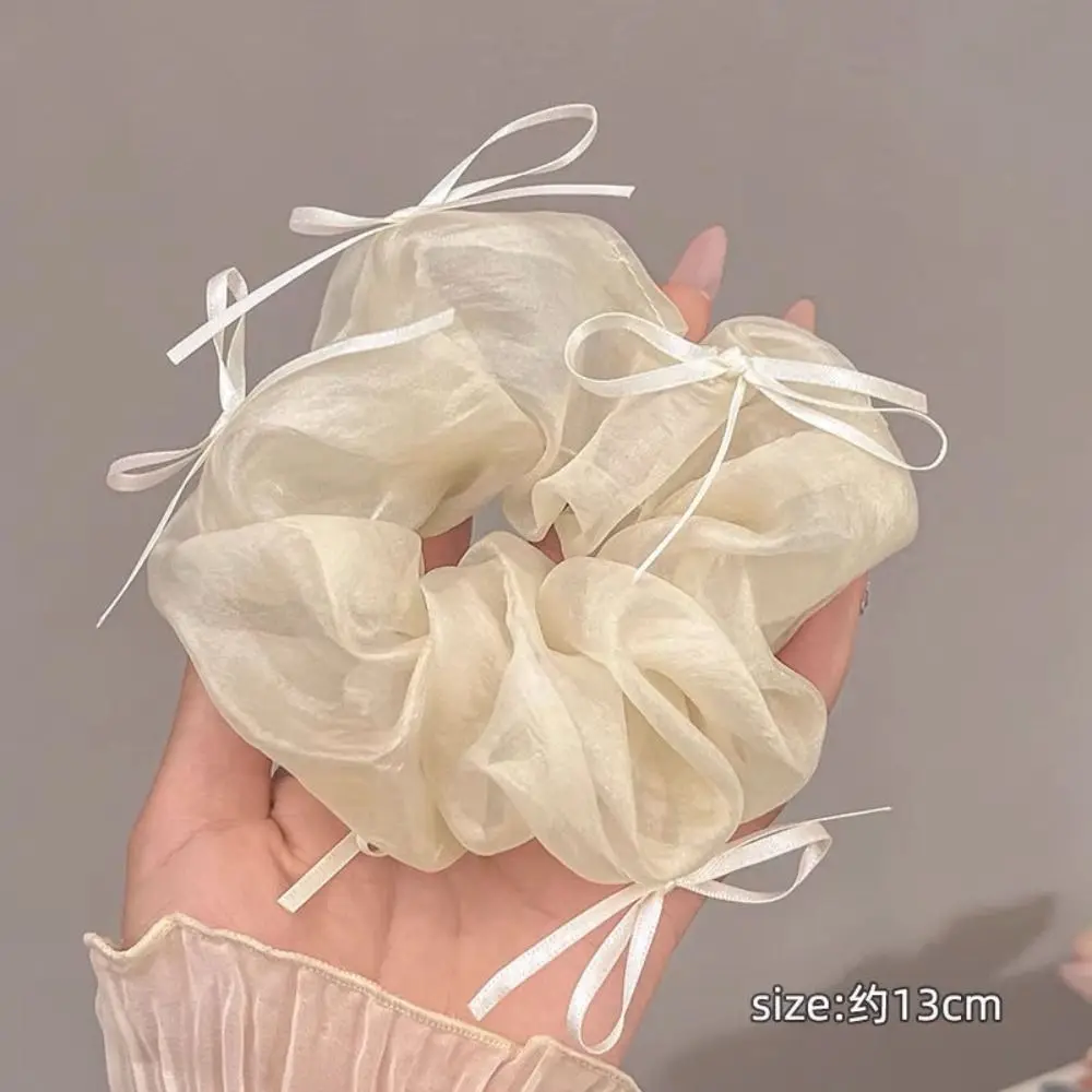 Милая балетная кружевная сетчатая резинка для волос, элегантная корейская лента, эластичная лента, галстук для волос с бантом для женщин и девочек