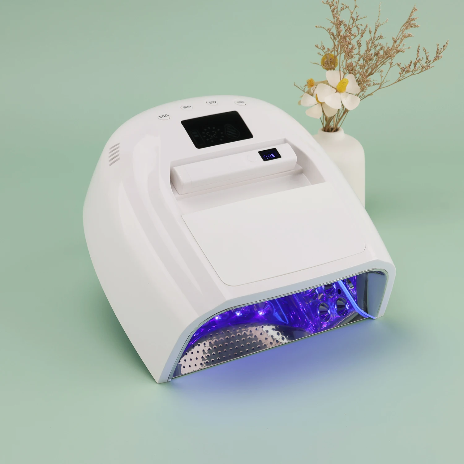 2025 Ultimo modello ricaricabile senza fili ad alta potenza 128W Hybrid Pro Cure LED Lampada per unghie Asciugatrice per unghie Uso nel salone di bellezza