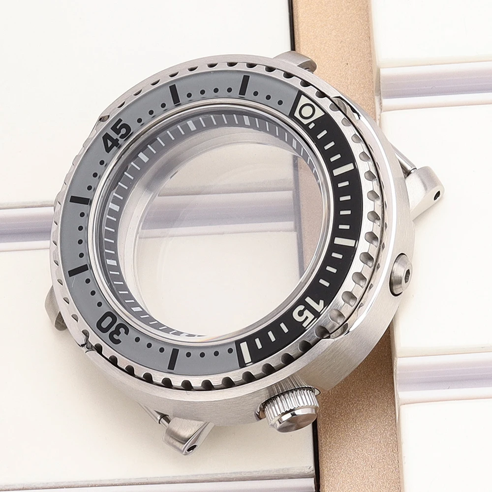 10ATM Taucher 43mm Uhrengehäuse Wasserdicht Saphirglas Für NH35 NH36 NH34/38 Uhrwerk Modifiziertes Tuna Canned Gehäuse C3 Glas Lünette – Detail 3