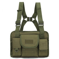 Canvas Tactical Backpack Sports Vest Waterproof Bags Fan Fishing Mobile Phone Storage Outdoor Toolkit Wearing Travel Chest Pack